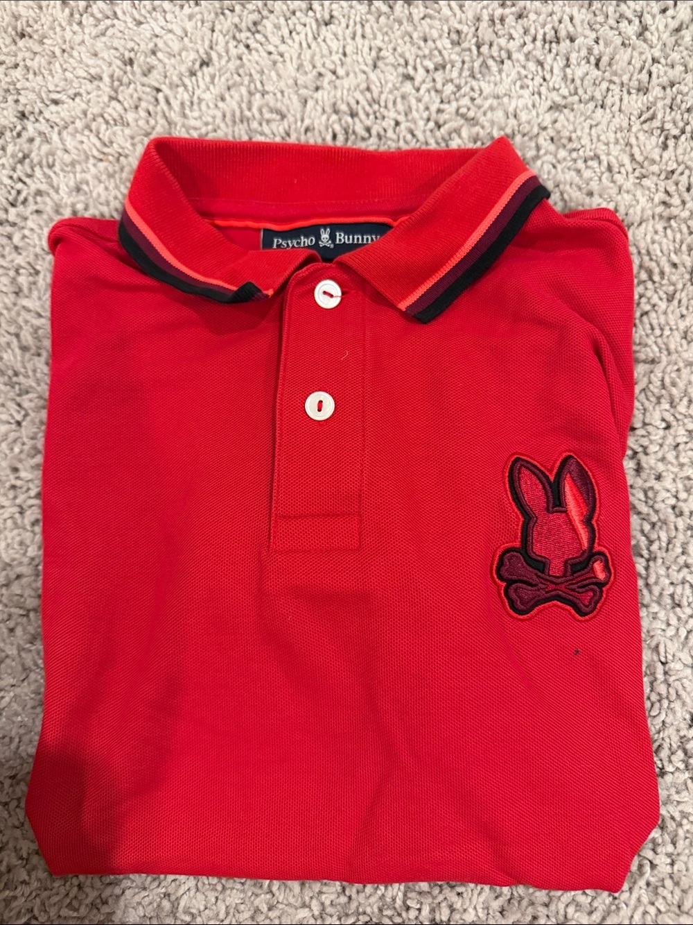 Psycho Bunny Kids Red Polo with Black Contrast Trim
